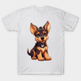 Cute Cartoon German Shepherd Puppy Dog T-Shirt